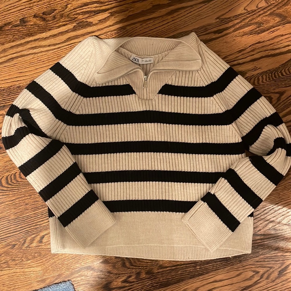 Zara Zipped Striped Sweater